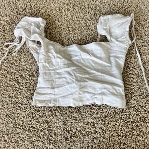 Free People White Puff Sleeve Top